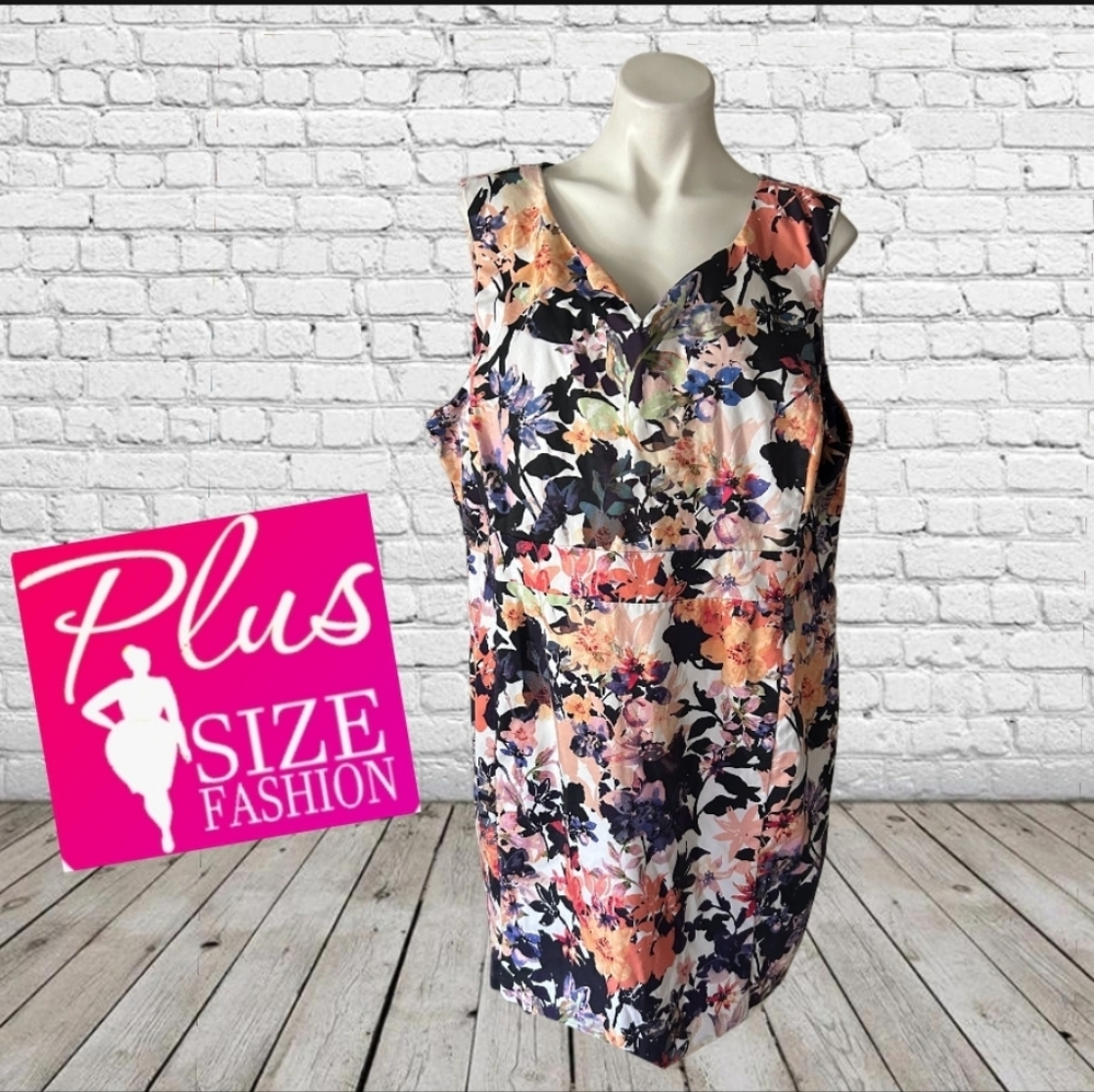 Signature Collection Plus Size Lined Sleeveless Floral Dress Size 24W